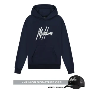 Malelions Junior Essentials Hoodie | Navy/White