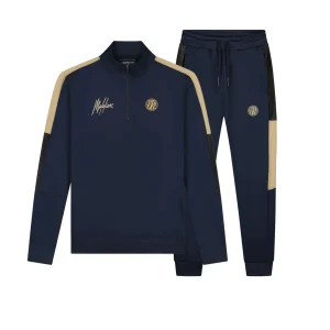 Malelions Sport Transfer Quarter Zip Tracksuit | Navy/Gold