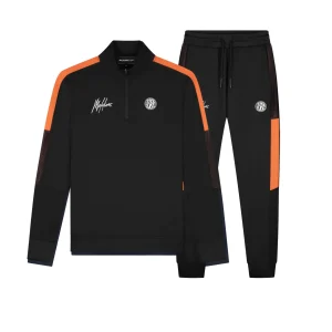 Malelions Sport Transfer Quarter Zip Tracksuit | Black/Orange