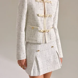 Metria | Dames Jas met Tweed Metalen Details - Regular Fit