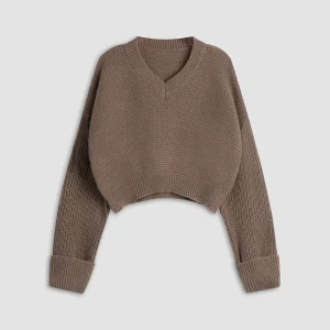 Minea | Comfy Cropped Dames Trui - V-Hals, Casual