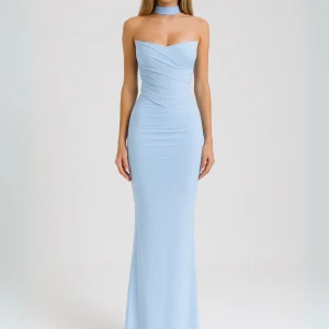 Mireille | Strapless Maxi Jurk met Choker Design - Elegant en Verfijnd