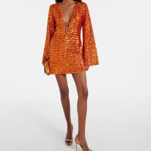 Valerie | Glitter Mini Jurk - V-hals & Wijde Mouwen