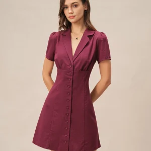 Rina | V-hals Mini-jurk Dames - Flatterende A-lijn met Knopen