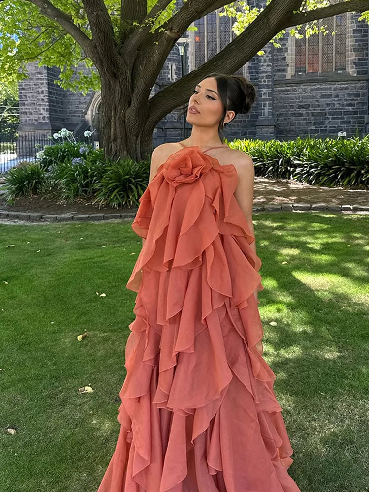 Cataleya | Maxi Jurk met Lagen en Ruches - Afbeelding 4