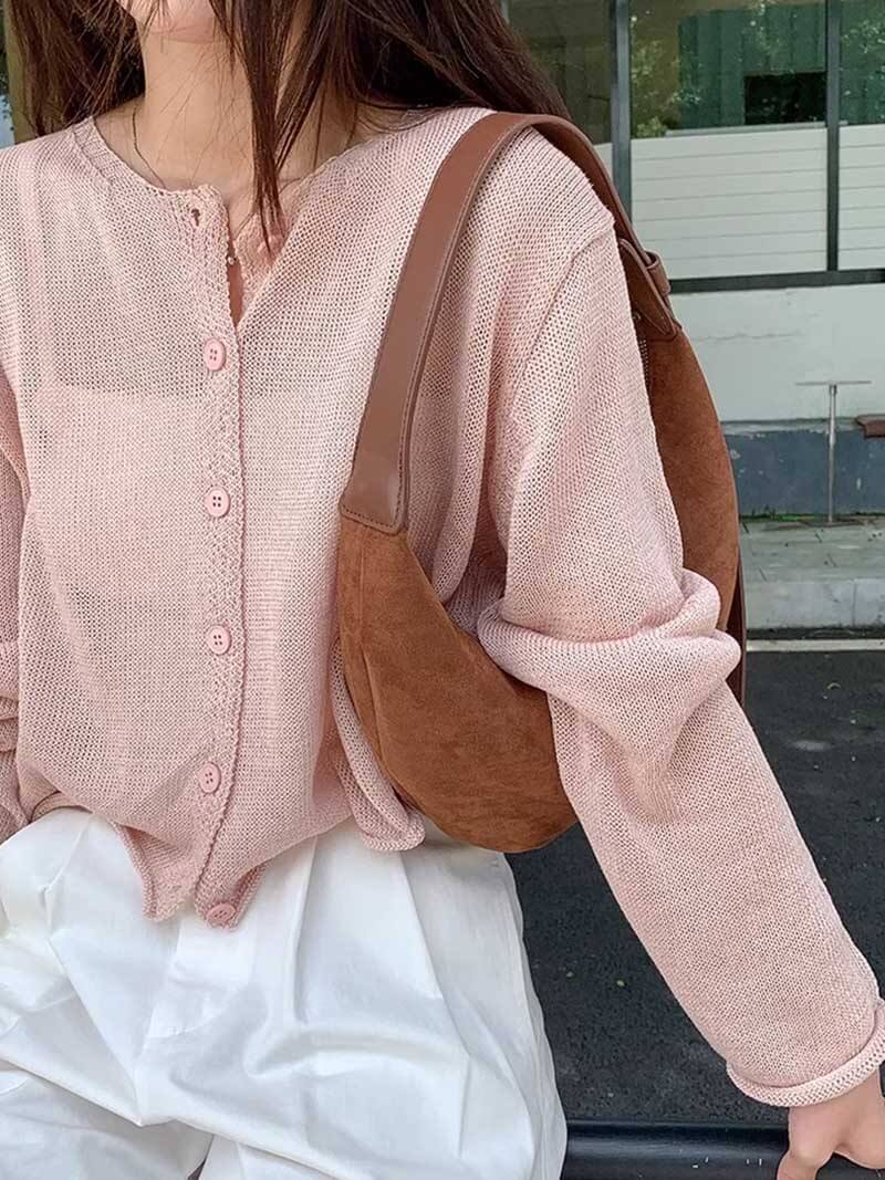 Anneya | Halfmoon Suède Schoudertas - Afbeelding 9