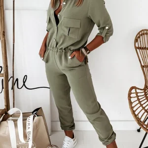 Yvette | Jumpsuit Met Lange Mouwen En Elastische Taille