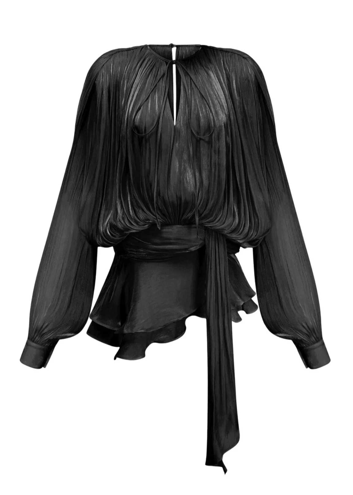 Amante | Zwarte Geplisseerde Mini jurk met Parelknopen - Afbeelding 4