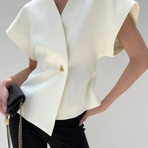 Elegante Blazer Top met Gestructureerde Pasvorm