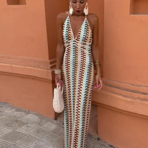 Dames Mouwloze Maxi Jurk met Diepe V-hals voor Zomer