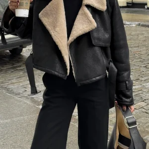 Sereen | Sherpa Bomberjack Dames - Casual, Faux Leer