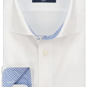Sleeve7 Heren Overhemd Wit Lichtblauw Contrast Royal Twill Slim Fit