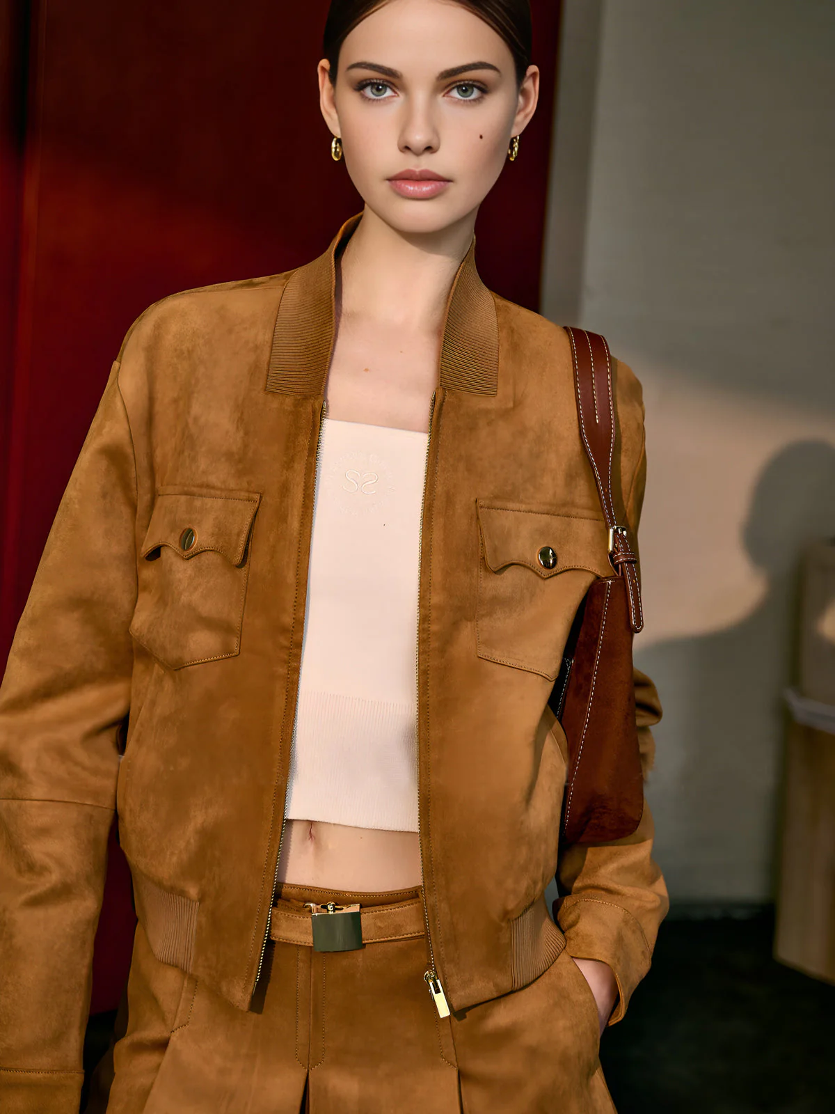 Clemente | Suede Tussenjas met Rits Dames - Regular Fit - Afbeelding 3