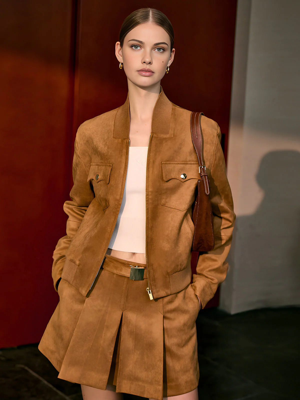 Clemente | Suede Tussenjas met Rits Dames - Regular Fit - Afbeelding 4