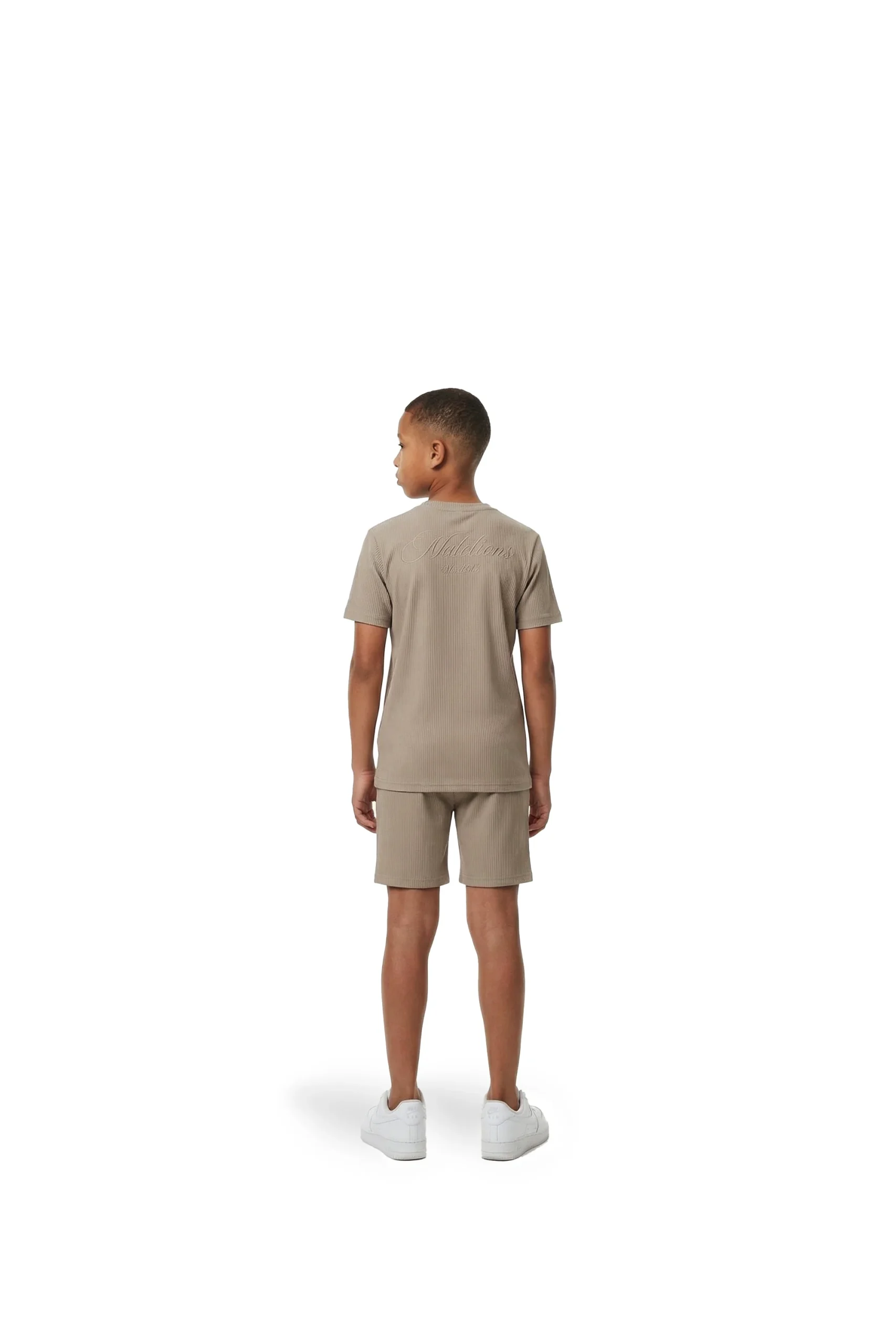 Malelions Junior Ribbed Script T-Shirt | Cream - Afbeelding 3