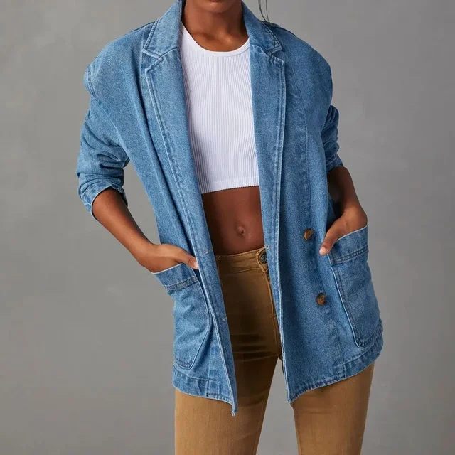 Denim Blazer Jas met Moderne Flair