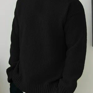 Heren Sweater met Ronde Hals en Minimalistisch Design