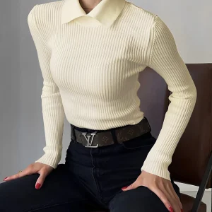 Vero | Polo Top Dames - Gebreid, Lange Mouwen