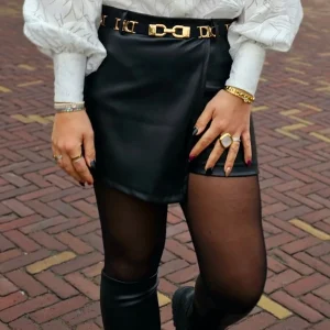 Skort biba leather black