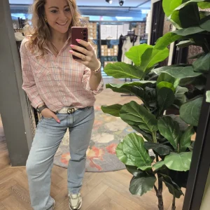 Blouse Flamingo ruit pink/blue sparkle CY5412B