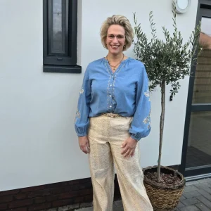 Blouse Mirjam jeans blue/gold