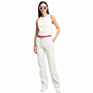 Chloe high waist wide fit broek van schapenleer - Srudio AR by Arma