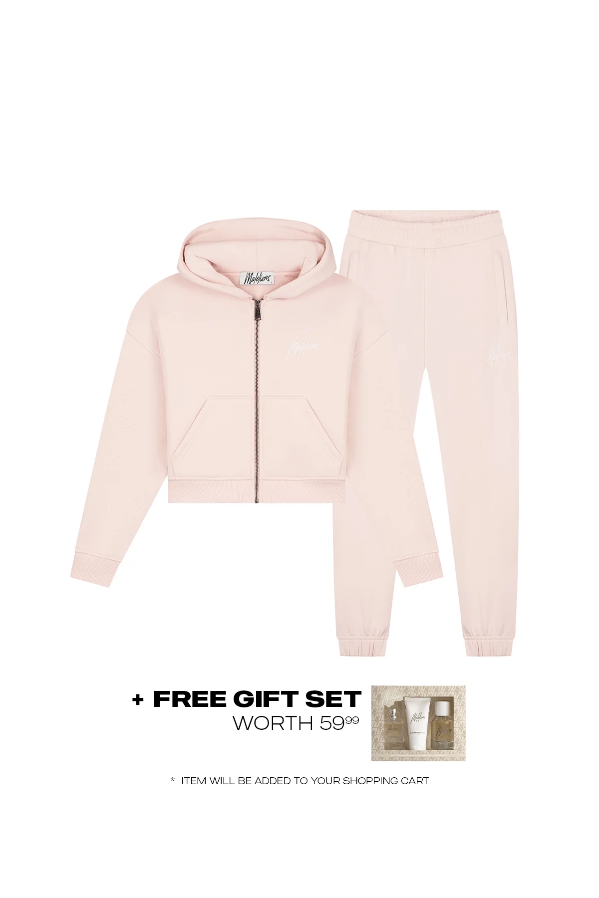 Malelions Women Cropped Signature Tracksuit | Light Pink - Afbeelding 2