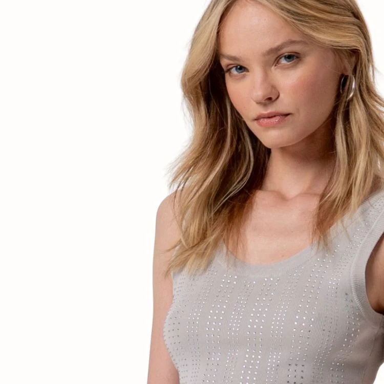 Embellished Knitted Tank Top Viscose Blend - Afbeelding 2