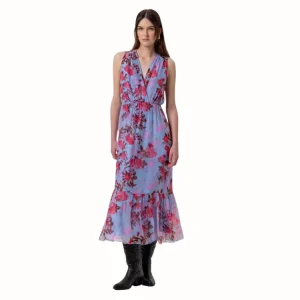 Silk Dress Light Blue Cherry – Zijde Jurk | Fracomina Made in Italy