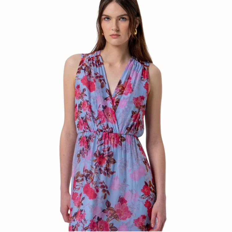 Silk Dress Light Blue Cherry – Zijde Jurk | Fracomina Made in Italy - Afbeelding 3