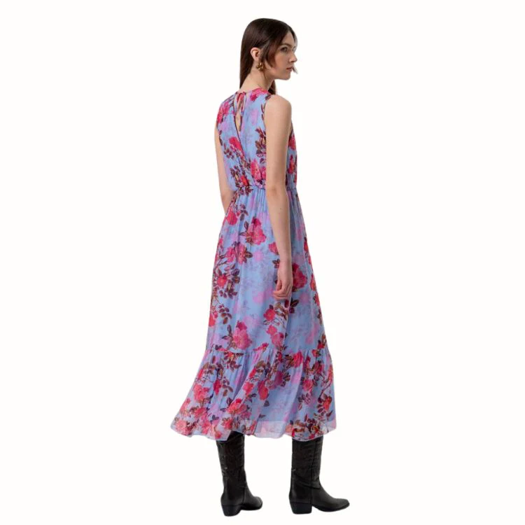 Silk Dress Light Blue Cherry – Zijde Jurk | Fracomina Made in Italy - Afbeelding 4