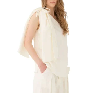 Linnen Asymmetrische Top Slagroom – Italiaans Design