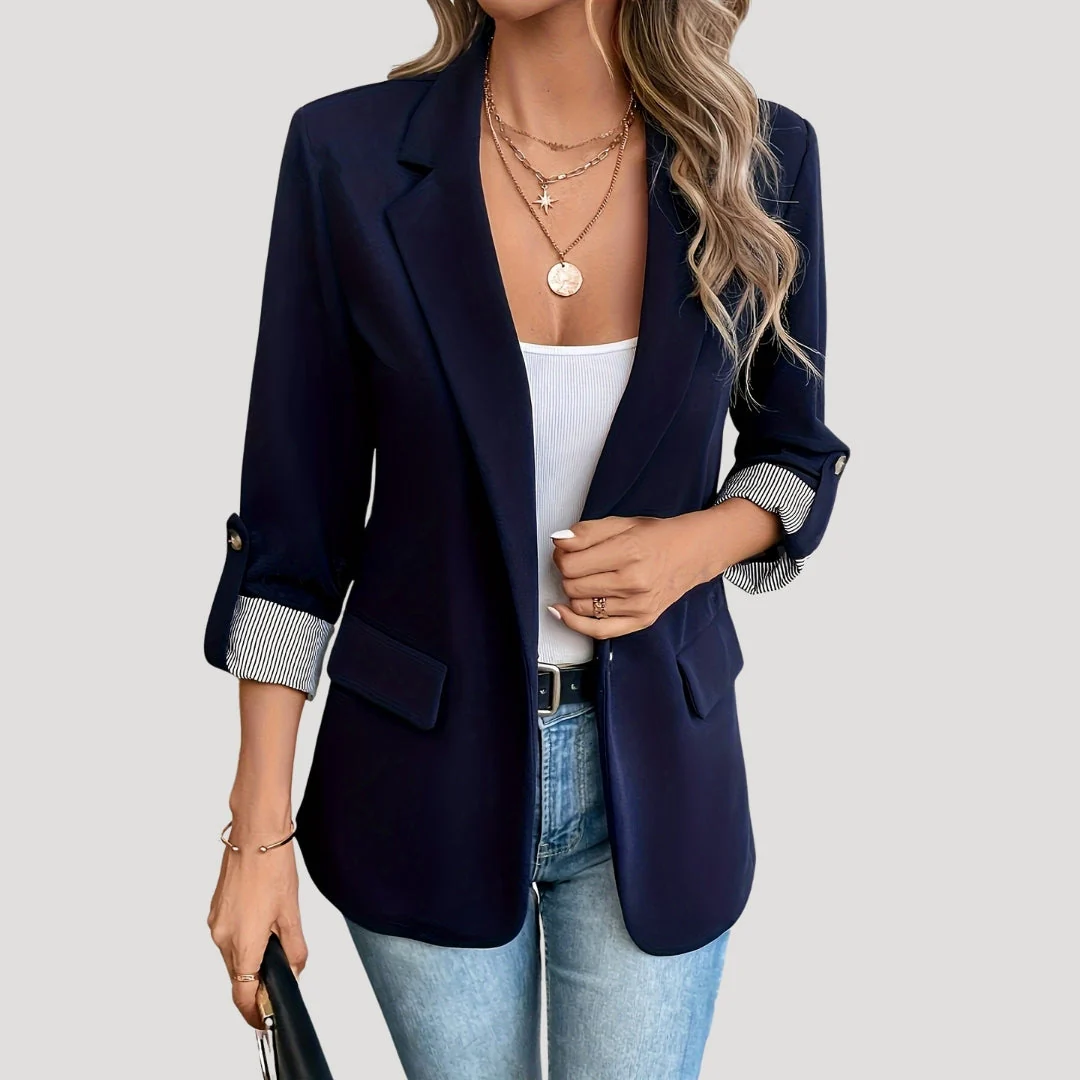 Dames Blazer met Getailleerde Fit en Opgerolde Mouwen - Afbeelding 4
