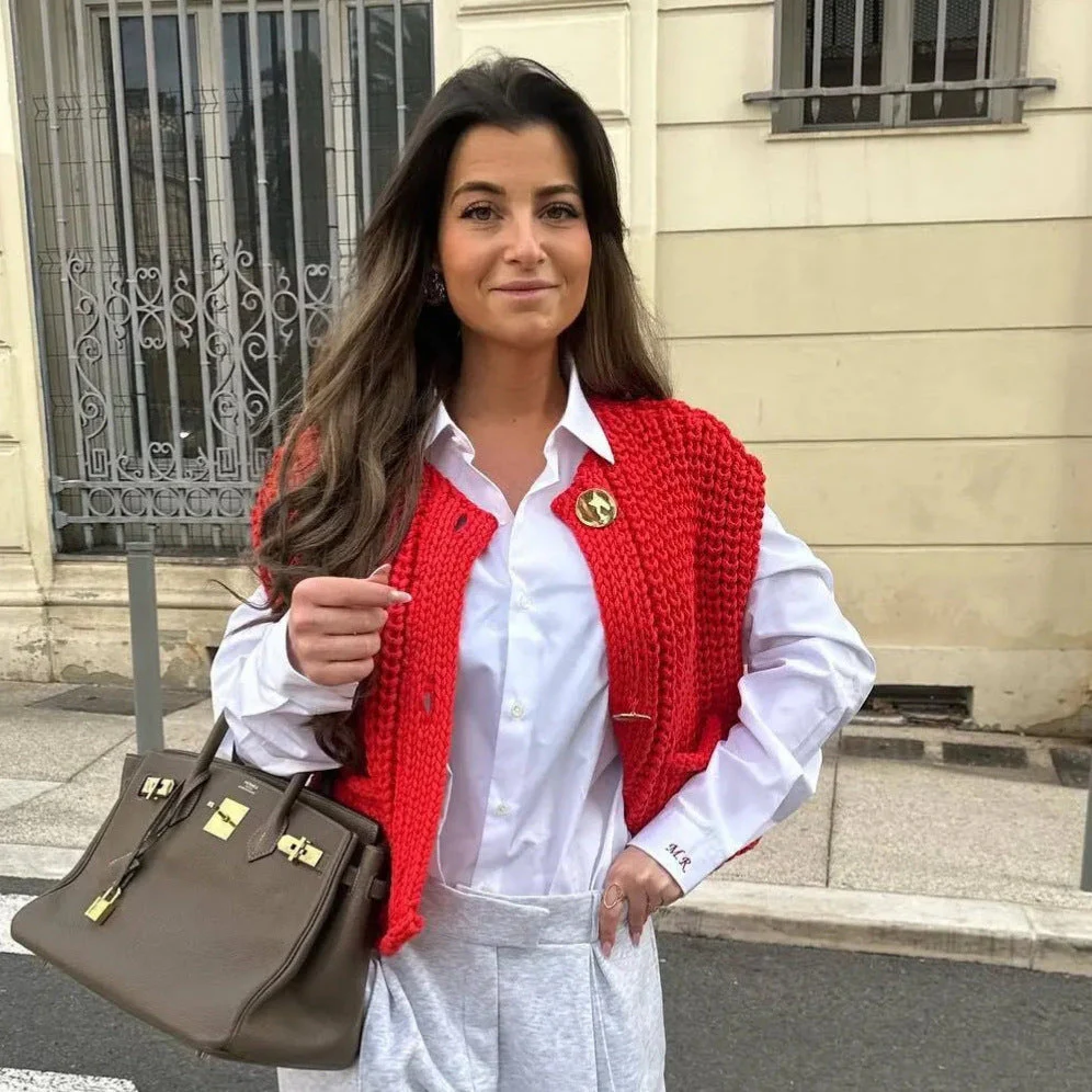 Elena | Mouwloos Gebreid Vest Met Zakken - Afbeelding 4