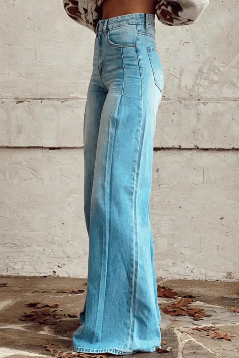 Nanine | Boho Vintage Denim Wide Leg Broek - Afbeelding 3