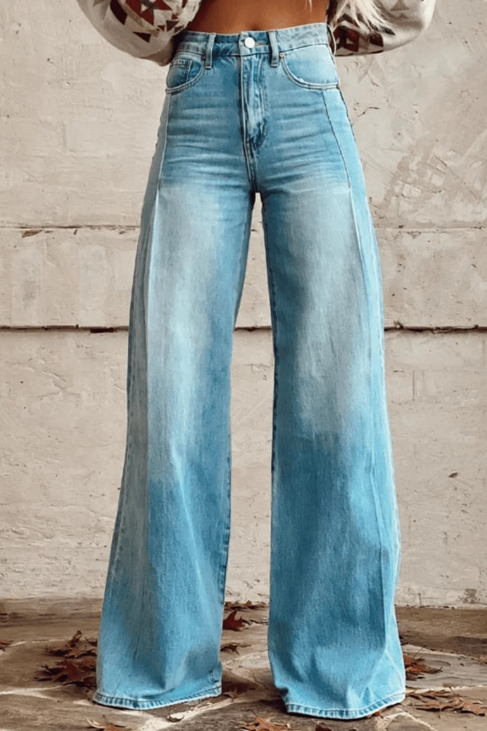 Nanine | Boho Vintage Denim Wide Leg Broek - Afbeelding 4