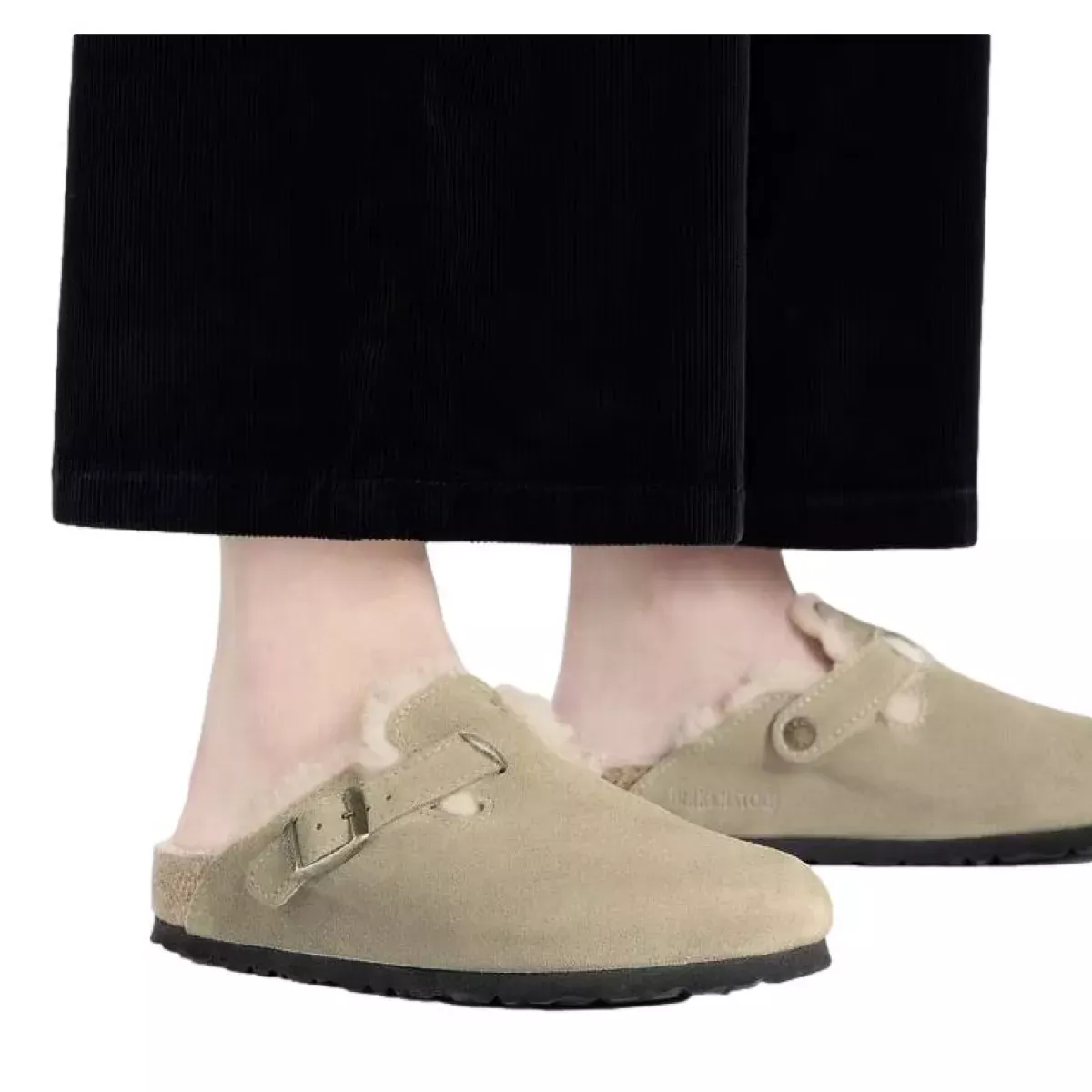 Birkenstock Boston Suede Lamswol Taupe - Match Laren - Afbeelding 3