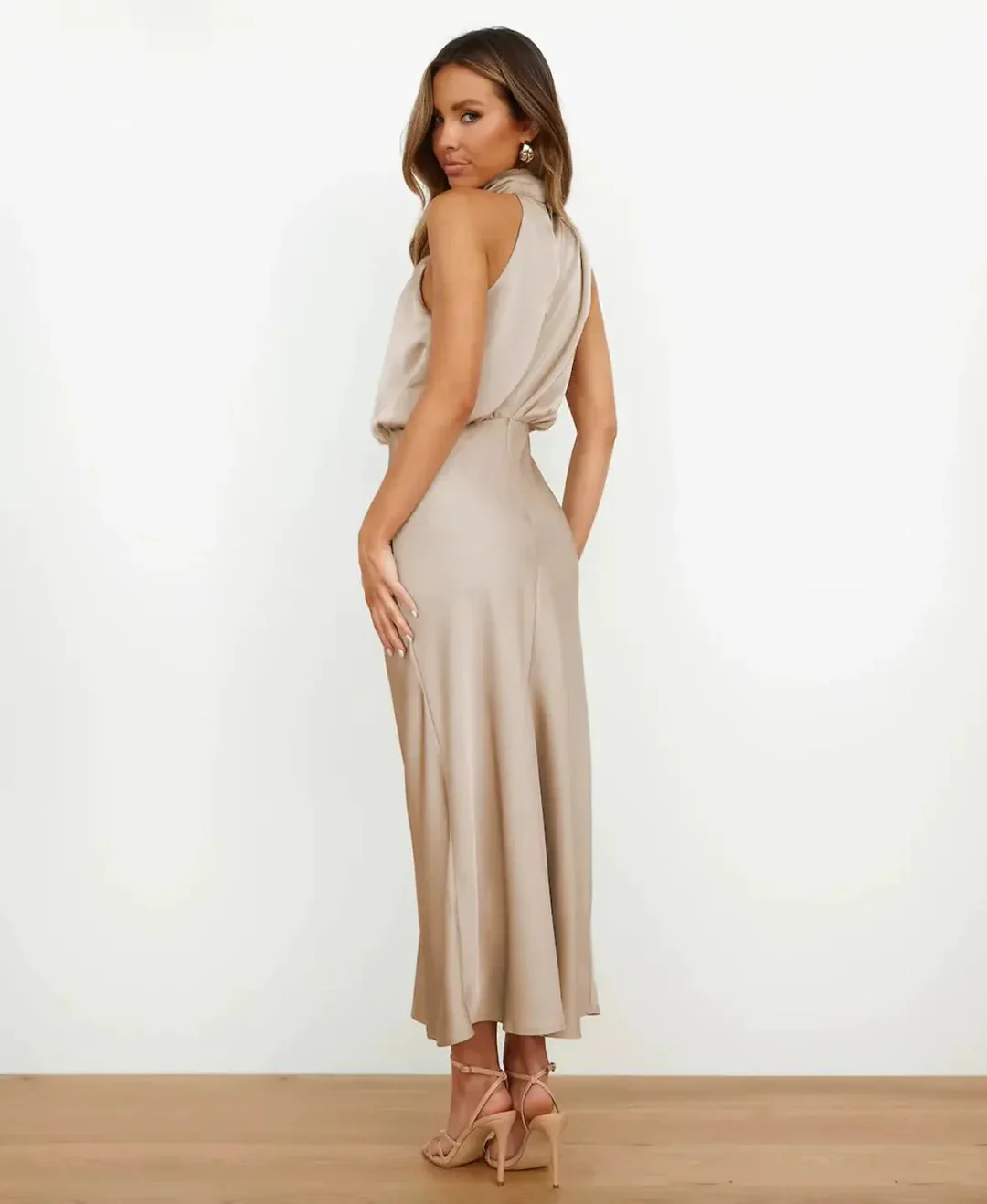 Dames Halter Midi Jurk Mouwloos - Afbeelding 3