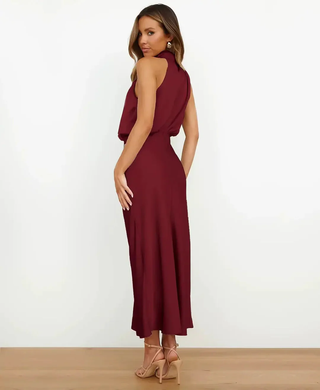 Dames Halter Midi Jurk Mouwloos - Afbeelding 5