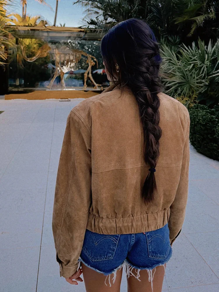 Dames Korte Jas Oversized met Ritszakken en Vintage Look - Afbeelding 5