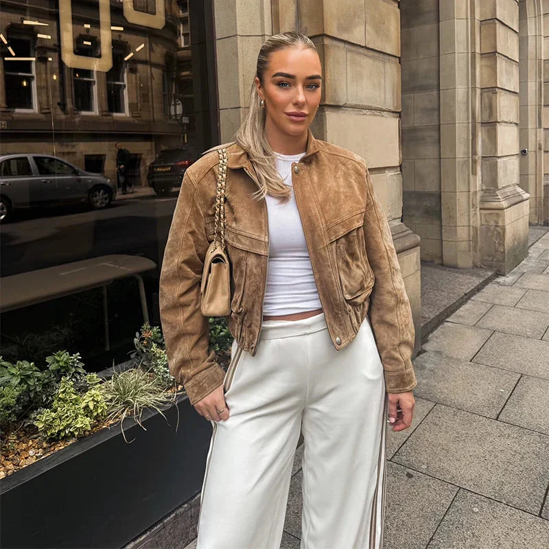 Dames Korte Jas Oversized met Ritszakken en Vintage Look - Afbeelding 8