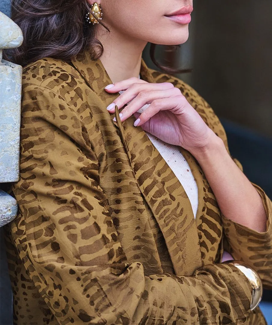 Esqualo Blazer animal jacquard F25.04505 olive - Afbeelding 7