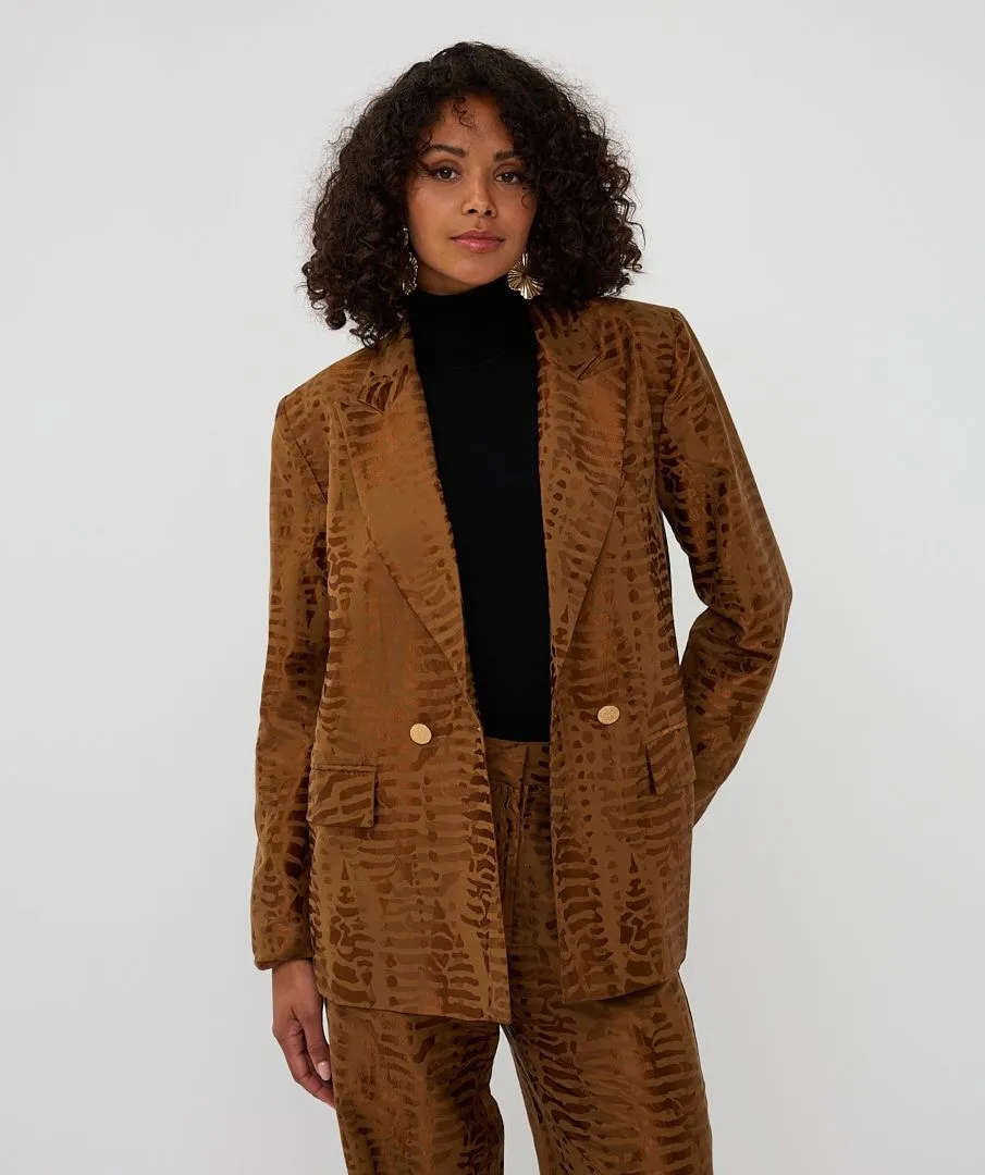 Esqualo Blazer animal jacquard F25.04505 olive - Afbeelding 6