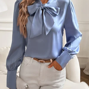 Elly | Damesblouse met Strik Hals en Elegante Mouwen