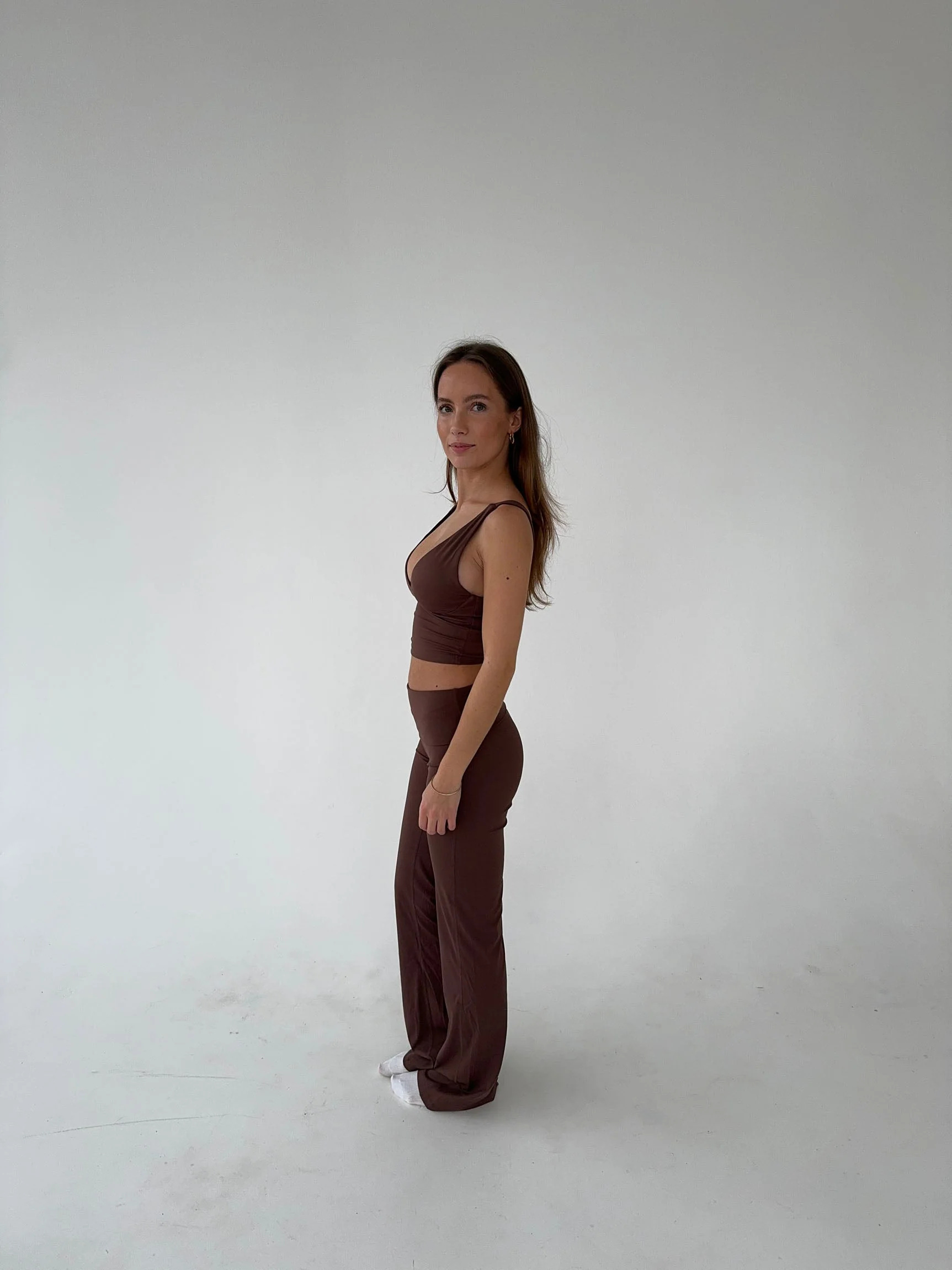 Dounia | Bruine High Waiste Flared Legging – Stretch & Comfort - Afbeelding 5