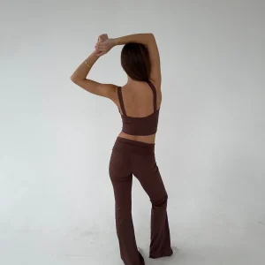 Dounia | Bruine High Waiste Flared Legging – Stretch & Comfort
