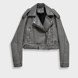 Charle | Grijze Vegan Leren Jas