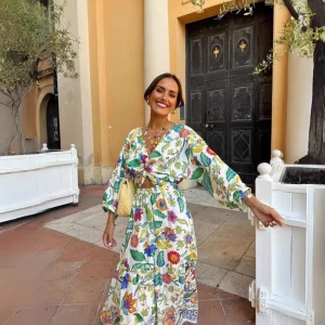 Elia | Dames Plissé Set – Top en Geplooide Rok met Print