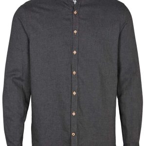 Kronstadt Overhemd Dean Diego Donkergrijs Flanel Kraagloos