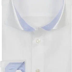 Liefling Heren Overhemd Wit Fine Twill Blauw Contrast